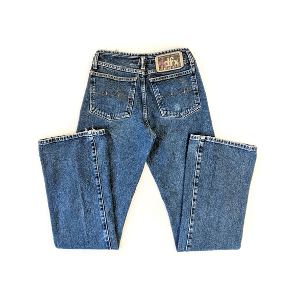Vintage Denim - Vintage 90s Grunge DFX Mid/High Rise Dark Wash Button Fly Bootcut Jeans